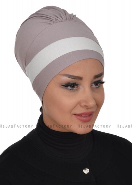 Elsa - Turbante Di Cotone Taupe & Creme