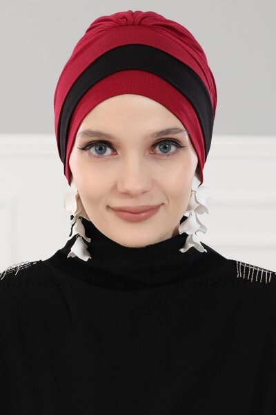 Elsa - Turbante Di Cotone Bordeaux & Bordò