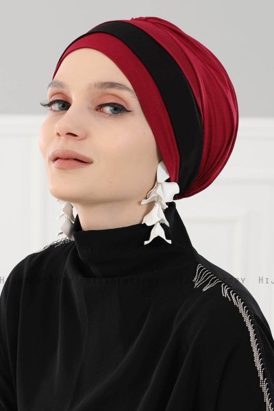 Elsa - Turbante Di Cotone Bordeaux & Bordò