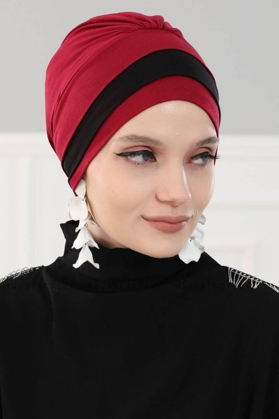 Elsa - Turbante Di Cotone Bordeaux & Bordò