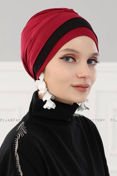 Elsa - Turbante Di Cotone Bordeaux & Bordò