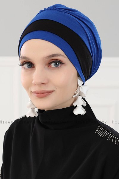 Elsa - Turbante Di Cotone Blu & Nero