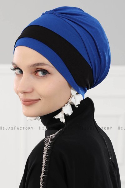 Elsa - Turbante Di Cotone Blu & Nero