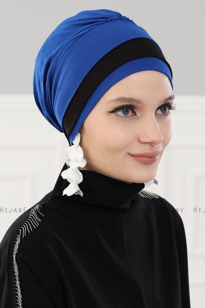 Elsa - Turbante Di Cotone Blu & Nero