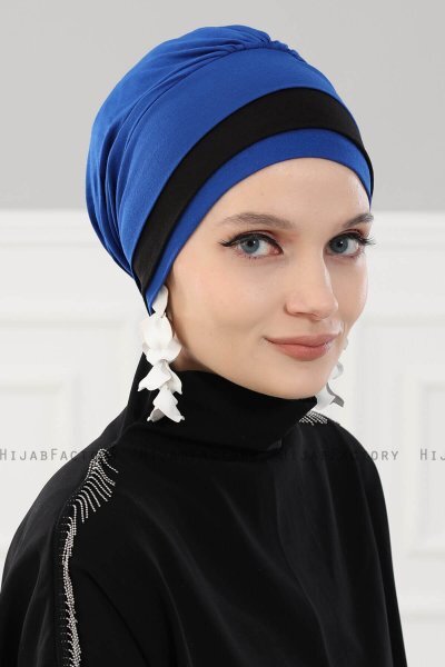 Elsa - Turbante Di Cotone Blu & Nero