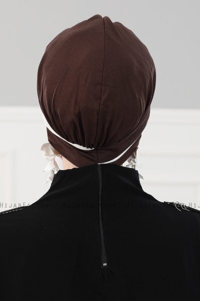 Elsa - Turbante Di Cotone Marrone & Creme