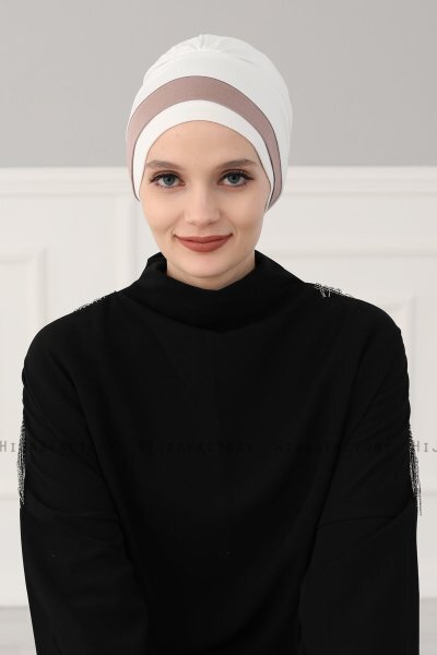 Elsa - Turbante Di Cotone Creme & Taupe