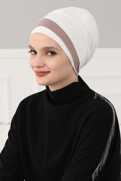 Elsa - Turbante Di Cotone Creme & Taupe