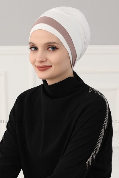 Elsa - Turbante Di Cotone Creme & Taupe