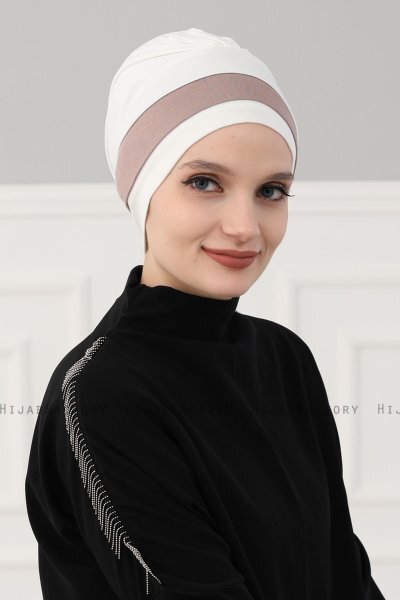 Elsa - Turbante Di Cotone Creme & Taupe