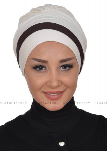Elsa - Turbante Di Cotone Creme & Marrone