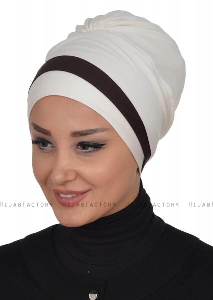 Elsa - Turbante Di Cotone Creme & Marrone