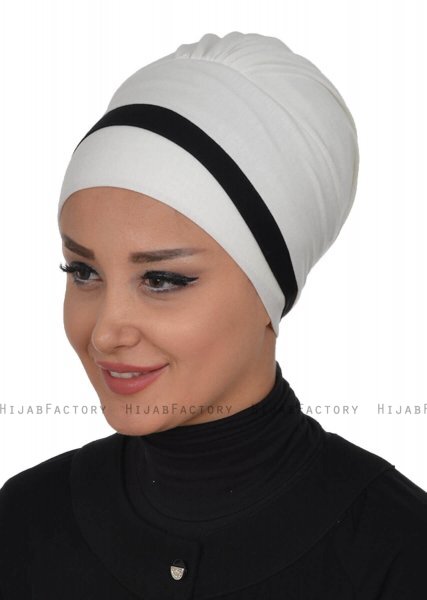 Elsa - Turbante Di Cotone Creme & Nero