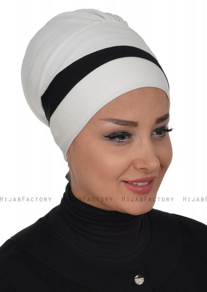 Elsa - Turbante Di Cotone Creme & Nero