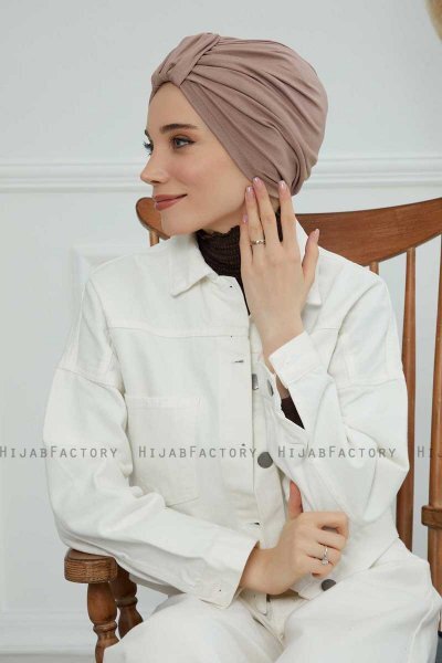Laura - Turbante Di Cotone Taupe