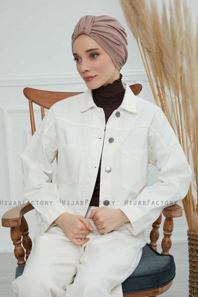 Laura - Turbante Di Cotone Taupe