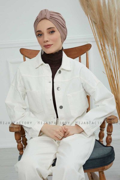 Laura - Turbante Di Cotone Taupe