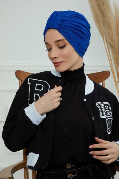 Laura - Turbante Di Cotone Blu