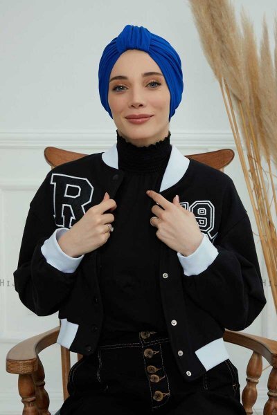 Laura - Turbante Di Cotone Blu
