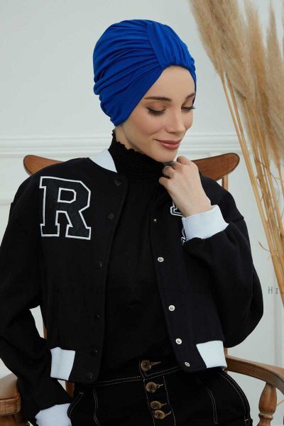 Laura - Turbante Di Cotone Blu