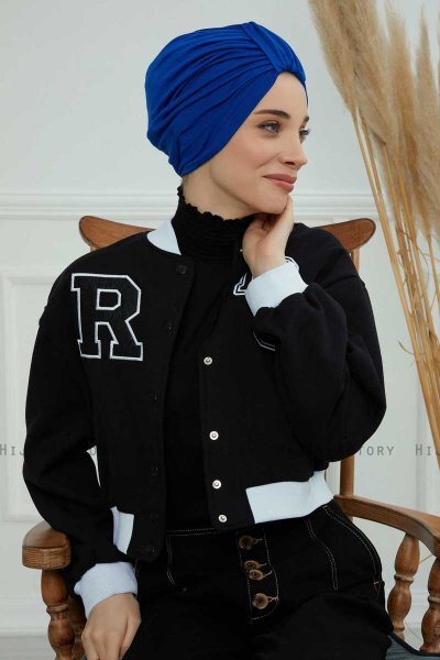 Laura - Turbante Di Cotone Blu