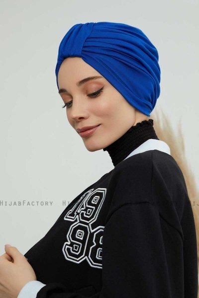 Laura - Turbante Di Cotone Blu
