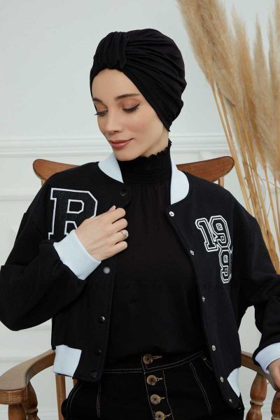 Laura - Turbante Di Cotone Nero