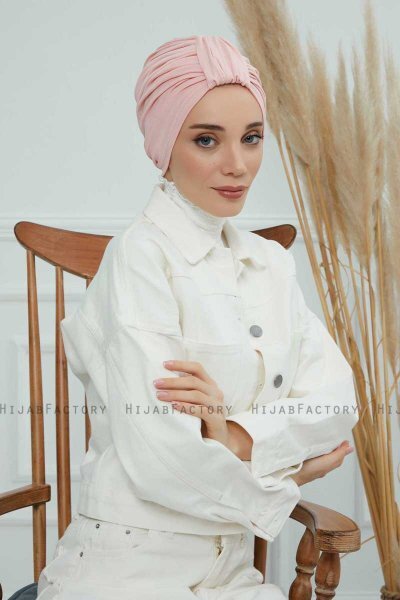 Laura - Turbante Di Cotone Rosa Antico