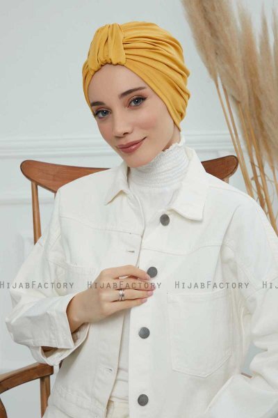 Laura - Turbante Di Cotone Mostarda