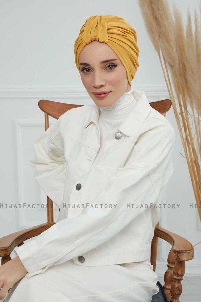 Laura - Turbante Di Cotone Mostarda