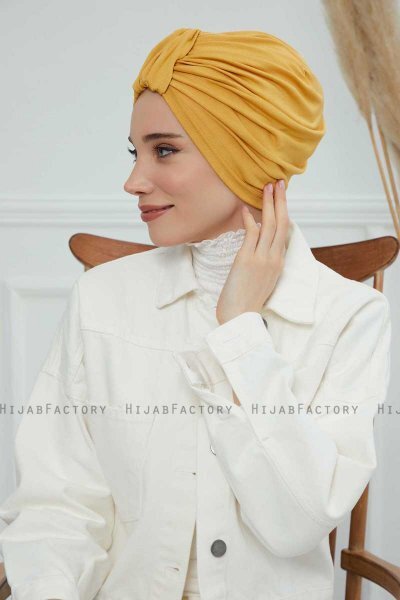 Laura - Turbante Di Cotone Mostarda