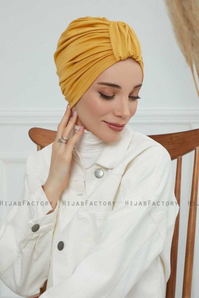 Laura - Turbante Di Cotone Mostarda