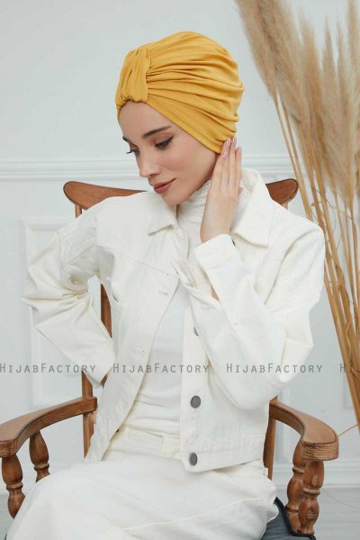 Laura - Turbante Di Cotone Mostarda