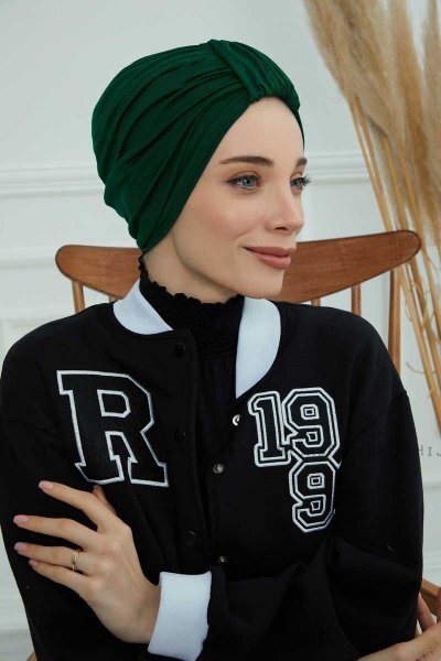 Laura - Turbante Di Cotone Verde Scuro