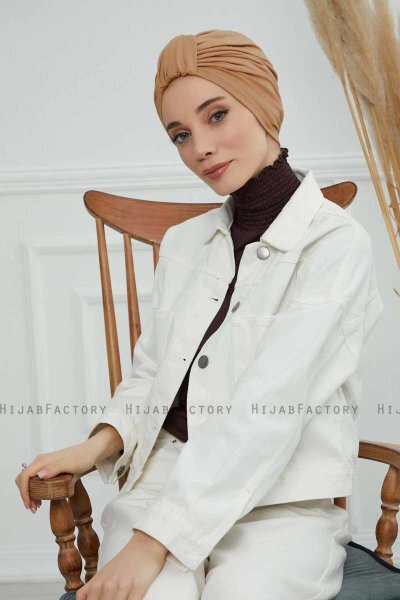 Laura - Turbante Di Cotone Marrone Chiaro