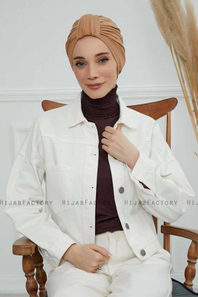 Laura - Turbante Di Cotone Marrone Chiaro