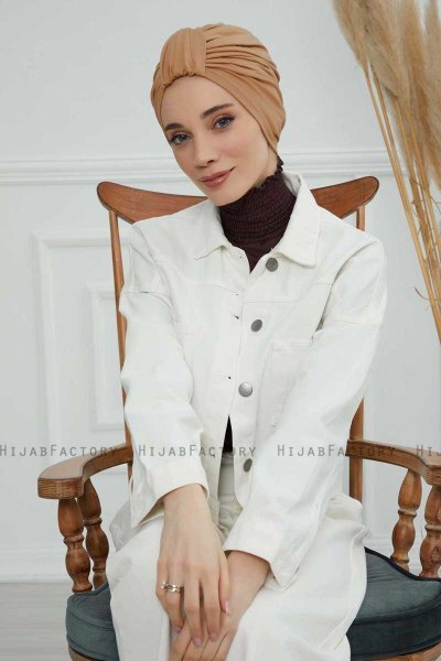 Laura - Turbante Di Cotone Marrone Chiaro