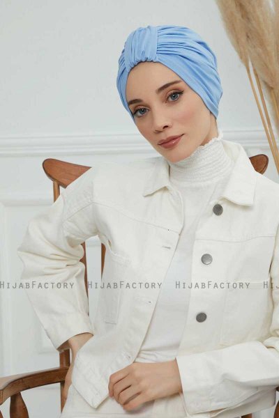 Laura - Turbante Di Cotone Sky Blue