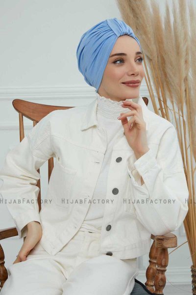 Laura - Turbante Di Cotone Sky Blue