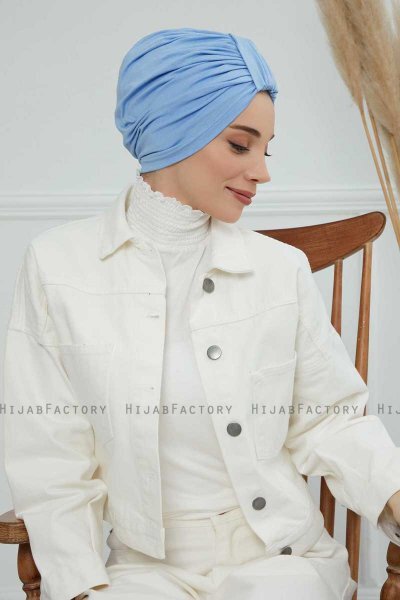Laura - Turbante Di Cotone Sky Blue