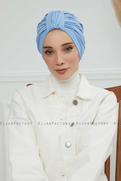Laura - Turbante Di Cotone Sky Blue