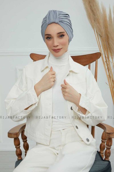 Laura - Turbante Di Cotone Grigio Chiaro