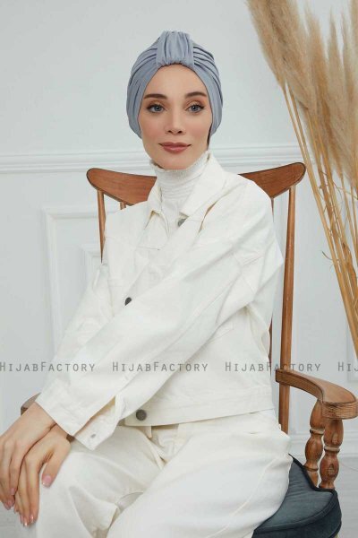 Laura - Turbante Di Cotone Grigio Chiaro