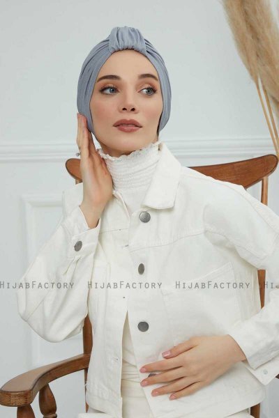 Laura - Turbante Di Cotone Grigio Chiaro
