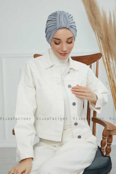 Laura - Turbante Di Cotone Grigio Chiaro