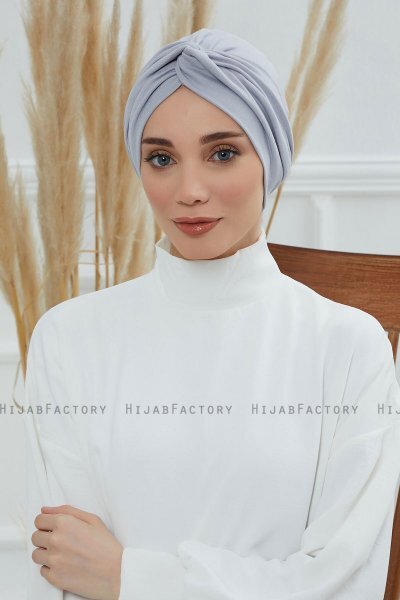 Astrid - Turbante Di Cotone Grigio Chiaro