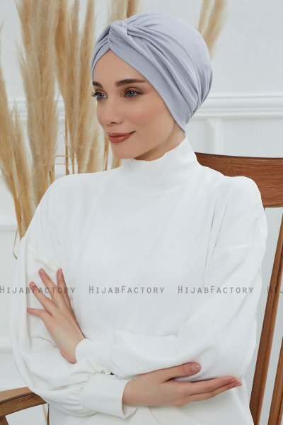 Astrid - Turbante Di Cotone Grigio Chiaro