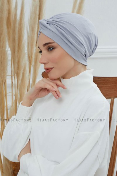 Astrid - Turbante Di Cotone Grigio Chiaro
