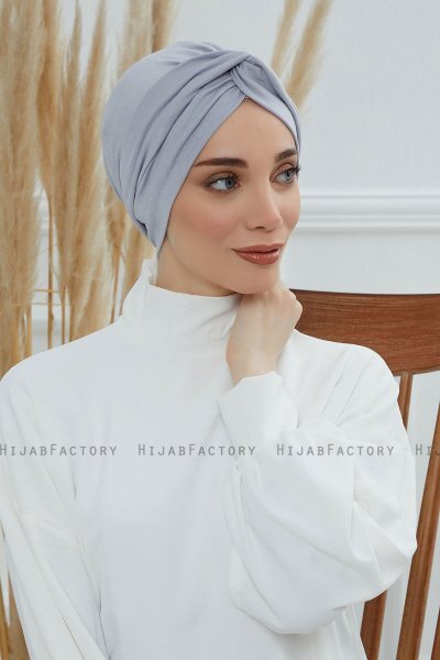 Astrid - Turbante Di Cotone Grigio Chiaro