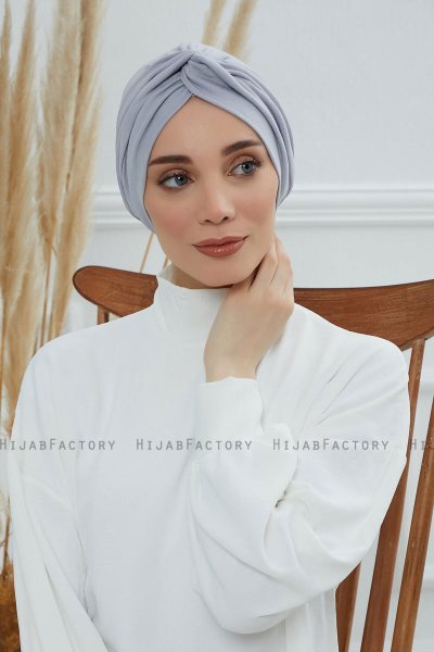 Astrid - Turbante Di Cotone Grigio Chiaro
